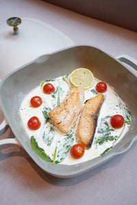 Creamy Salmon with Cherry Tomato and Spinach