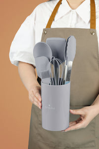 "All you need" Silicone Kitchen Utensil Sets with Stainless Steel handle