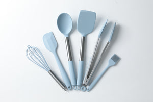 "All you need" Silicone Kitchen Utensil Sets with Stainless Steel handle